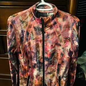 lululemon athletica Pink Multi-Color Abstract Zip Bomber Jacket